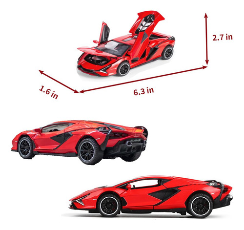 Auto De Juguete Iyeam Lambo Sian Fkp3 Con Luces Y Sonido Roj Color