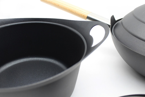 Set Wok Antiadherente 3 Piezas Negro Premium