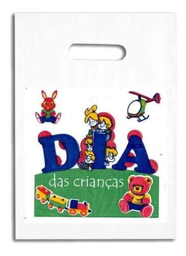 Kit 100 Sacolas Plástica 33x24 Dia Das Crianças Cosme Damião