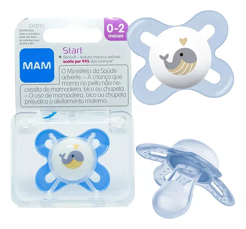 MAM Mini chupetes de aire (paquete de 2), chupete de piel sensible MAM de 0  a 6 meses, el mejor chupete para bebés amamantados, chupetes unisex (los