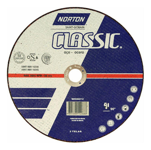 Disco Corte Aço Carb Norton Classic Ar 254 (254x3,2x19,05mm)