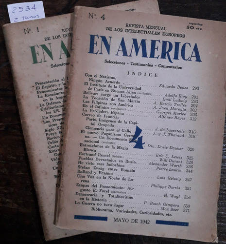 2534. En América  Revista Mensual De Los Intelectuales Euro
