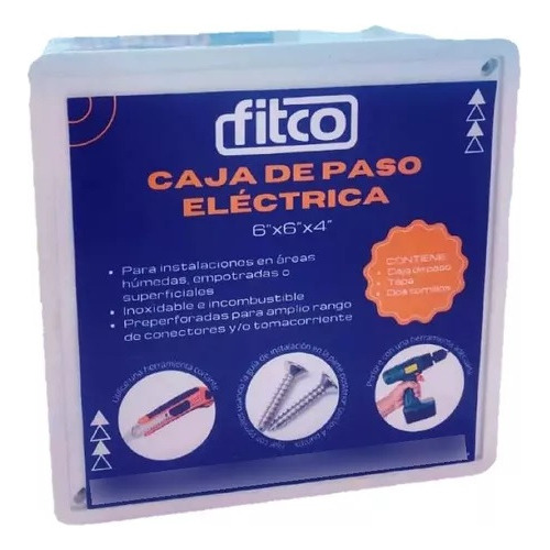 Caja De Paso Plastico 6x6x4 Preponchada Pvc Fitco. Pvc6x6x4