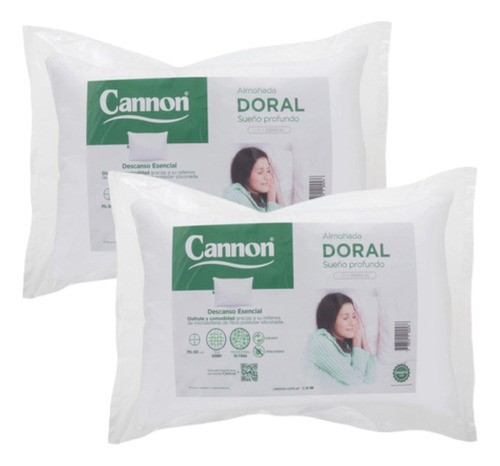 Combo 2 Almohadas Cannon Doral Fibra Siliconada 70x50