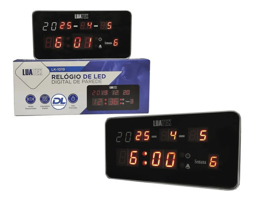 Relogio Led Grande Calendario Alarme Casa Cozinha Comercio 