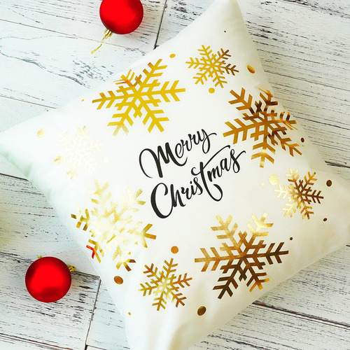 Fundas De Cojín Onway Christmas, Color Dorado Y Blanco, 45 X