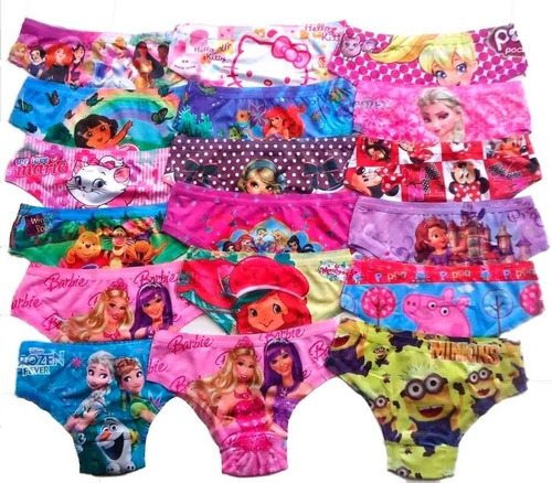 Imagem 4 de 5 de Kit 10 Calcinhas Menina Infantil Estampadas, Estampas Fofas, Calcinha Muito Confortável No Atacado | Mf007