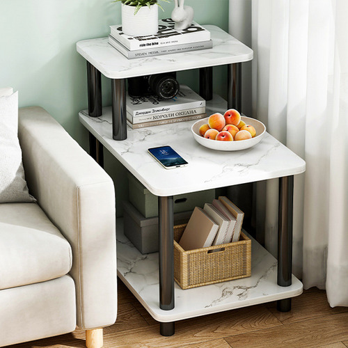 Mesa Auxiliar Madera Con 3 Estantes Mesa Lateral Multiusos