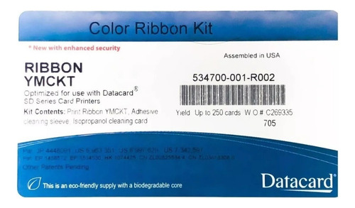 Cinta a color Datacard con 250 impresiones 534700-001-r002
