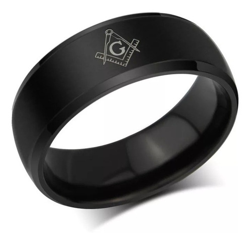 Anillo Masónico La Banda Acero Inoxidable Negro Hombres