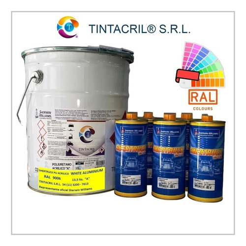 Esmalte Poliuretano Ral 9006 Aluminio Claro X 18 Lts. Brillante