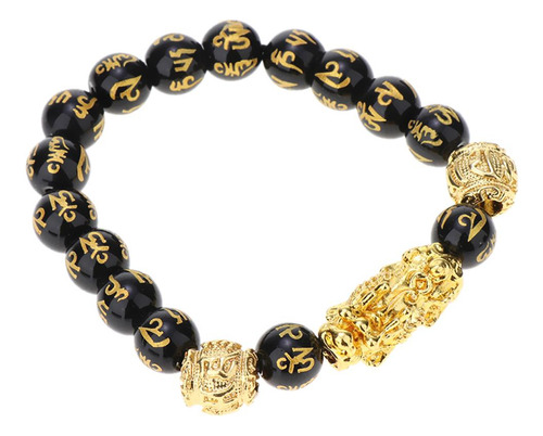 Pulsera De Xiu Oro Regalo De Pulsera De Obsidiana 10mm