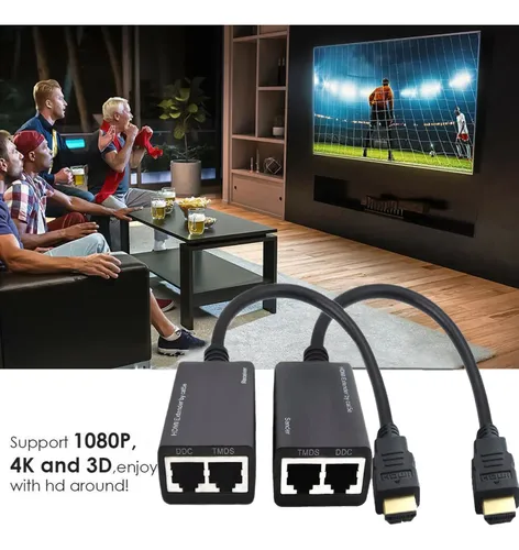 Extensor Hdmi Sartyee Sobre Cat5e/6, Ethernet Rj45 A Hdmi 2