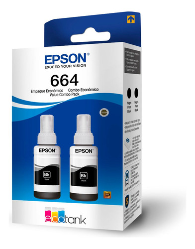 Epson Paquete De 2 Tintas Negro Ecotank, Código T664120-2p