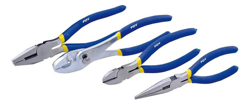 Juego De Pinzas Foy 4 Pzs Acero Mango Forrado Azul 142039