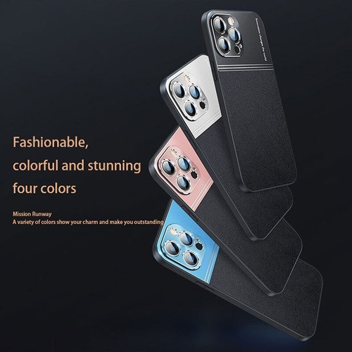 Funda Para iPhone 14, Piel De Lujo, Metal, 2 En 1, 13, 12, 1