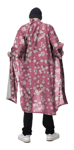 Imagem 4 de 4 de Kimono Haori Longo Floral Sakura Japão China Ondas Bambu