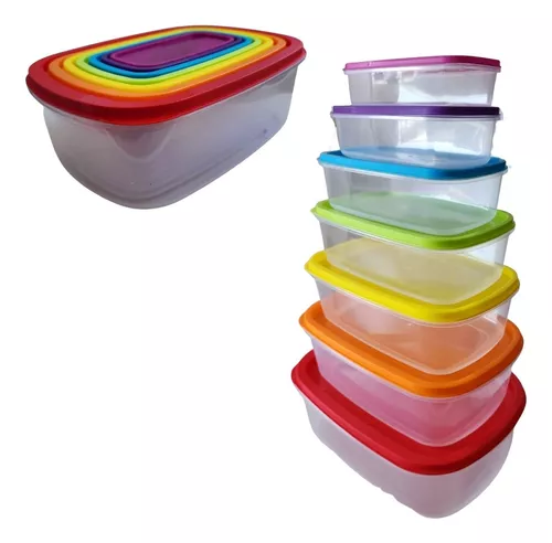 Tupper Plástico Ovalado Multicolor de Alta Calidad para Almacenamiento de  Alimentos