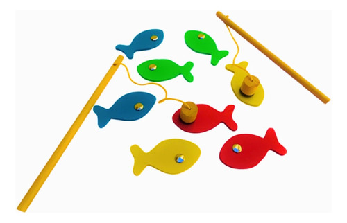 Juego De Pesca Madera Didáctico Infantil Imantado Magnético