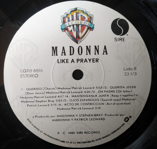 Madonna - Like A Prayer - Lp Album - Insert (Usado)