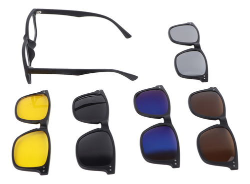 Gafas De Sol Magnéticas Con Clip, Protección Uv, Rectangular