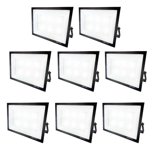 Pack X 8 Reflector Led Blanco 200w Led Canchas Ext Slim