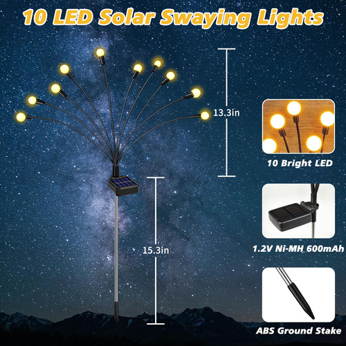 Antorchas Solares Para Jardin Focos Led 2 Estacas 10 Focos