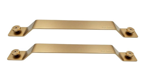 Puxador Para Porta Nord Duplo Dourado Fosco Zen 300 Mm 30cm