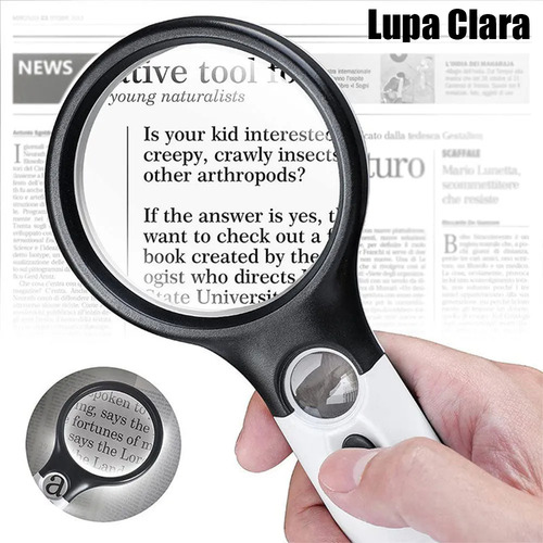 Lupa De Lectura Gran Aumento Mano De Luz Blanca Uv Led 2pzs