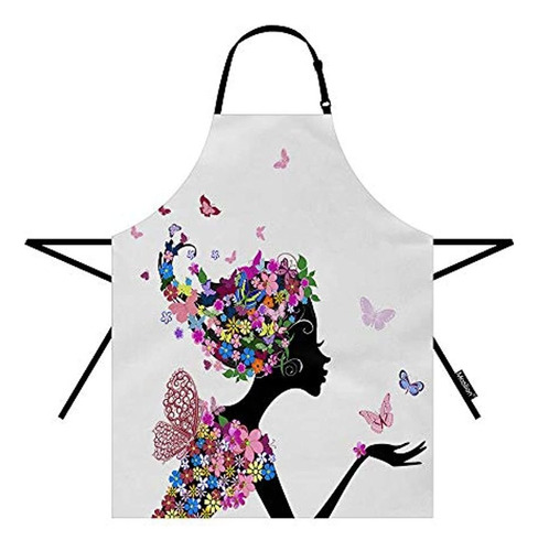 Moslion Floral Delantal 31x27 Pulgadas Art Nature Girl With