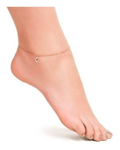 Imagem 2 de 4 de Tornozeleira Feminina Lua Banhada Ouro 18k Rommanel 551754