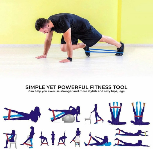 Ligas Resistencia Kit 5 Bandas Ejercicio Pierna Gluteos