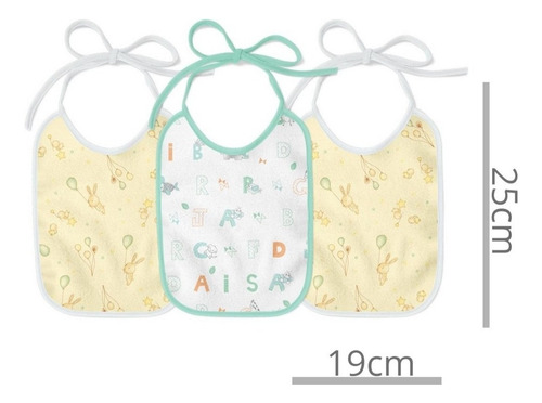 Kit 3 Babador Felpudo Estampado Impermeavel Ajustável