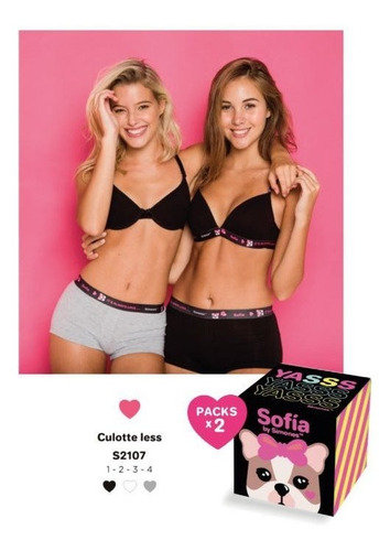 Imagen 2 de 5 de Pack X 2 Bombacha Culotte Less Simones Surtidos 2107 Innocen