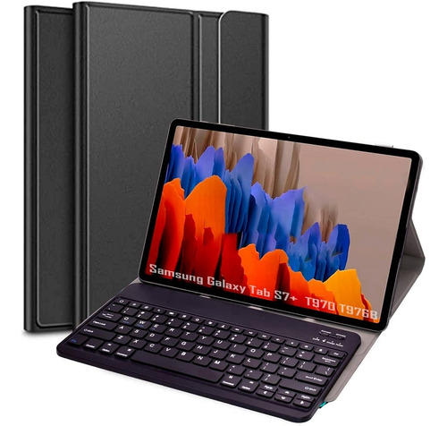 Capa Book + Teclado  Galaxy Tab S7+ Plus Tela 12.4 T976 T970