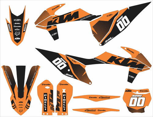 Adesivo Moto Cross Trilha Ktm Sx F 19-21 Laranja Lm101