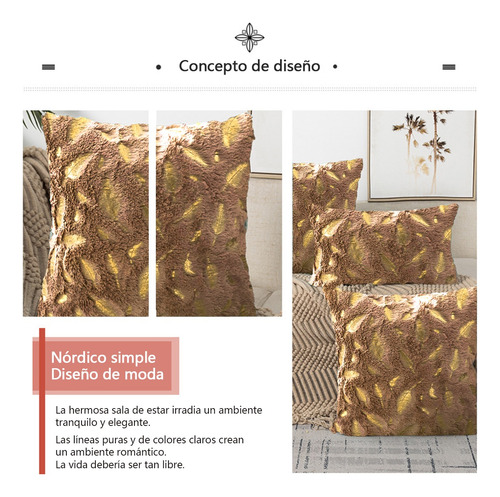Dos Piezas De Funda De Cojín De Felpa Para Sala De Estar Marrón