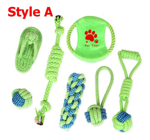 7pcs Diseño De Nudo Interactivo Perro Masticar Cachorro Jugu