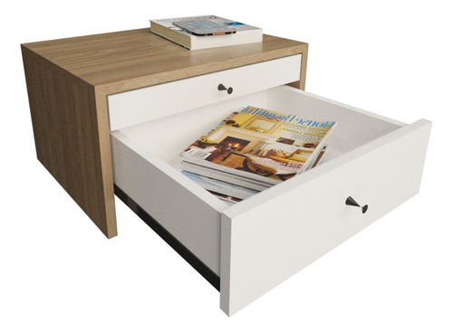 Mesa De Luz Flotante Home Colecction Con Cajón Y Desayunador Acabado Mate Color Olmo Everest
