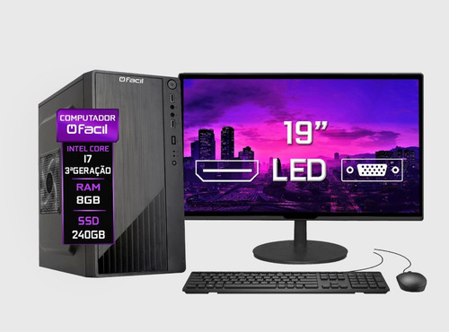 Computador Completo Fácil Intel I7 3ª Geração 8gb Ssd 240gb