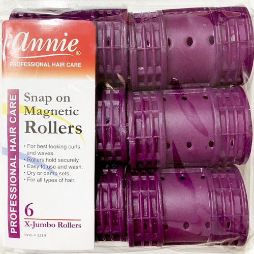 Annie Snap On Rodillos Magnéticos #1219, 6 Unidades Púrpura 