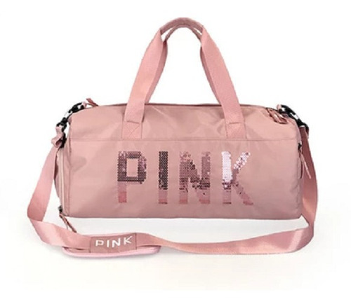 Bolsa Pink Espaçosa Feminina Moda Casual Fitness Impermeável Cor Rosa Desenho do tecido Liso