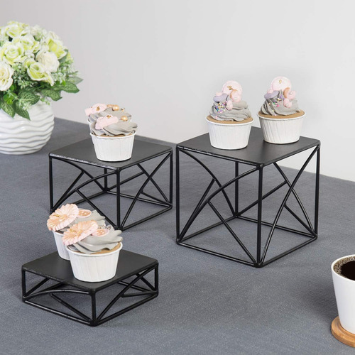 Elevadores De Metal Negro Mate Para Cupcakes Y Postres