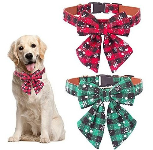 Adoggygo 2 Pack De Navidad Collar De Perros Con Lazo, Thjjc