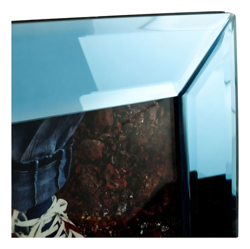 Marco de fotos rectangular azul con espejo, 17,5 x 22,5 x 1,2, 384 cm, liso