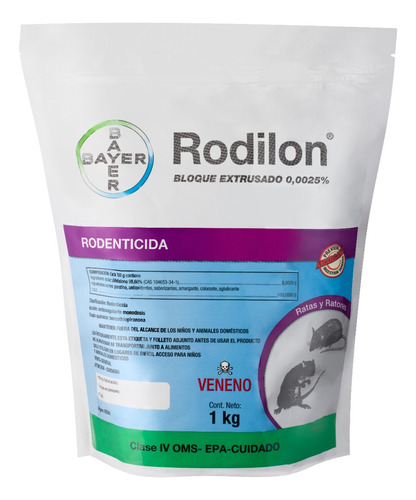 Rodilon Rodenticida Bayer Bloque Extrusado Raticida 1 Kg.