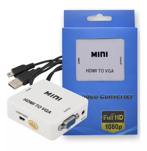 Conversor Adaptador Hdmi A Vga Cable Hdmi A Vga Pc 1080 con Salida de Audio  Incluida