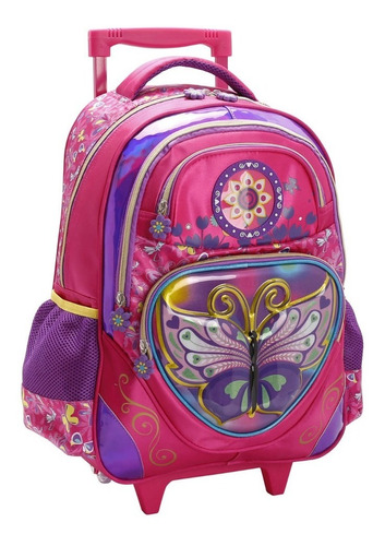 Mochila Infantil Com Rodas Chenson Butterfly 8731540 Rosa