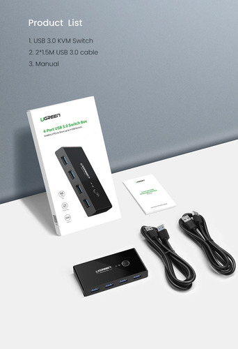 Conmutador Usb 3.0 Conmutador Kvm Usb 3.0 De 2 Piezas Con 4