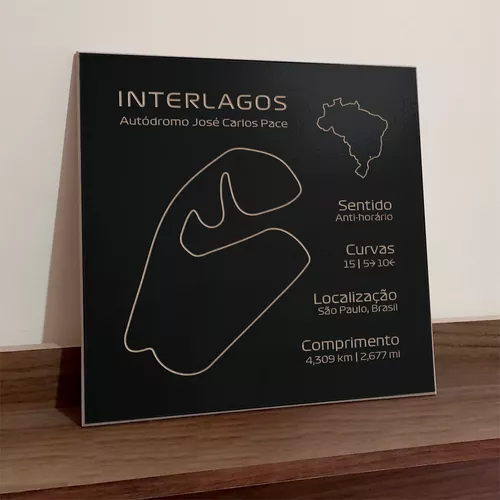 Quadro Decorativo Relevo Autódromo de Interlagos Automobilismo Carro Corrida